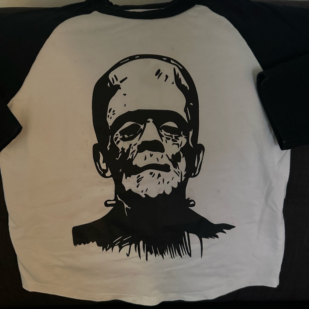 Kids youth Frankenstein Tshirt blk/wht baseball Tee